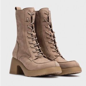 Brown EME ankle boot - Beige Lace-Up Ankle Boots